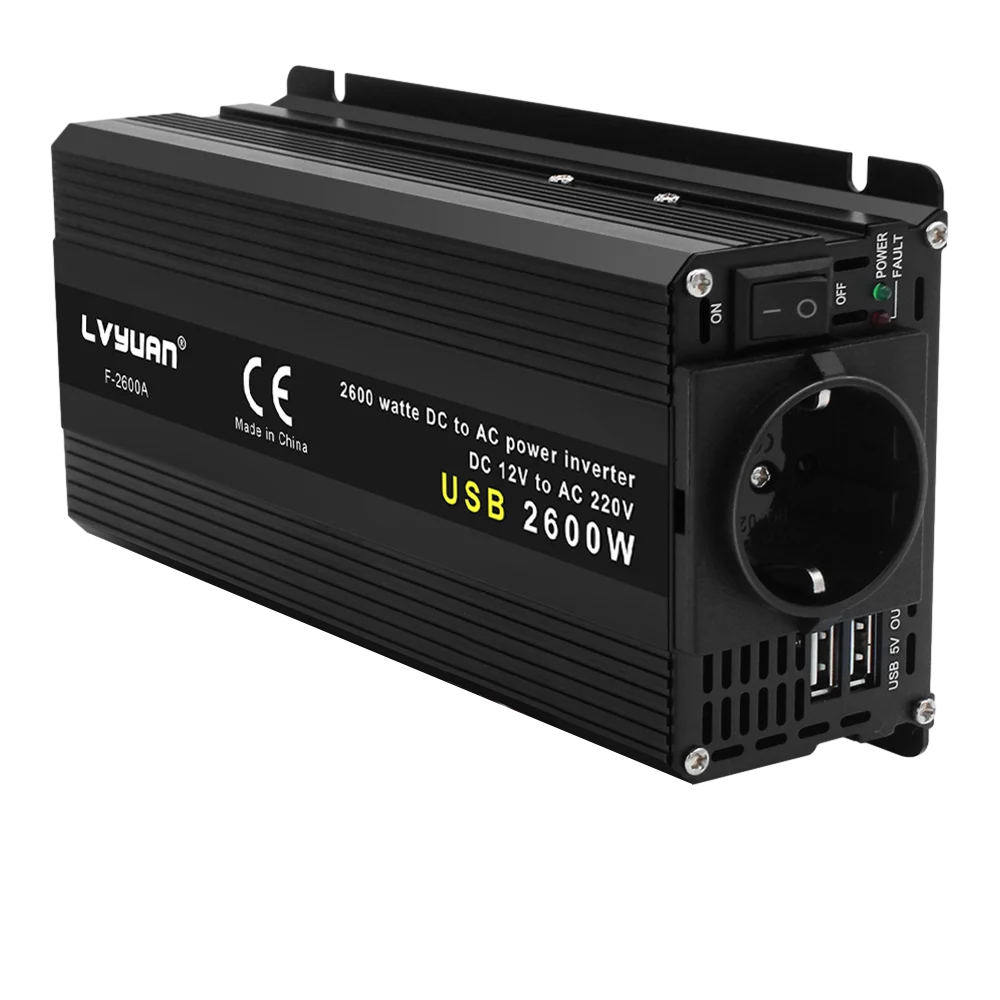Solar Inverter Vehicle Inverter Car Converter Inverter Car Inverter Car Power Converter Power Inverter Car Inverter 12V 220V Power 500W/1500W/2000W/2600W/3000W Converter EU Socket 12 Volts auto Inversor12v 220 v Transformer Solar