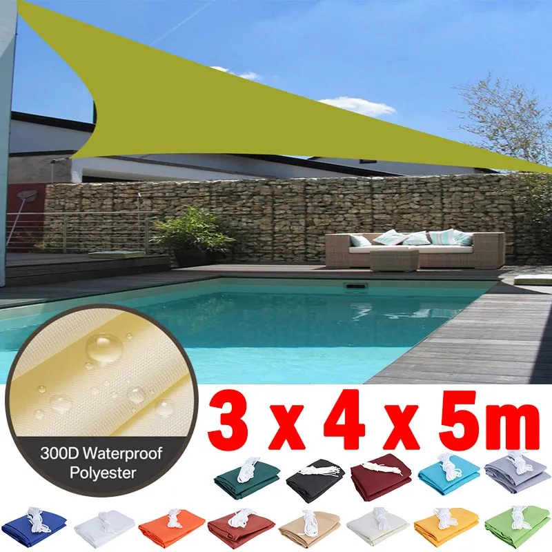 

3x4x5m Triangle Waterproof Sun Shade Sail Outdoor Beach Camping Awning Garden Terrace Pool Sun Canopy Car Sunshade Cloth