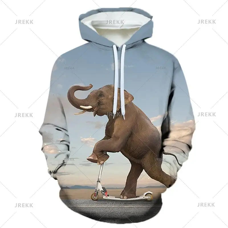 thumbnail image 1 of Venta caliente Sudadera con capucha con estampado 3D de elefante para hombres Sudadera con capucha con gráficos de animales Sudaderas de manga larga de moda Ropa de otoño para niños, 1 of 5