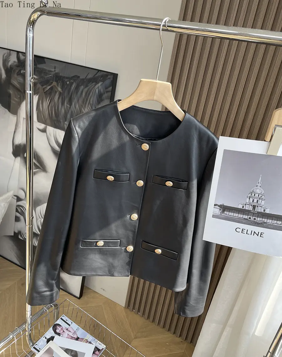 2023 Women New Spring Genuine Sheep Leather Jacket Real Sheepskin Leather Coat W20