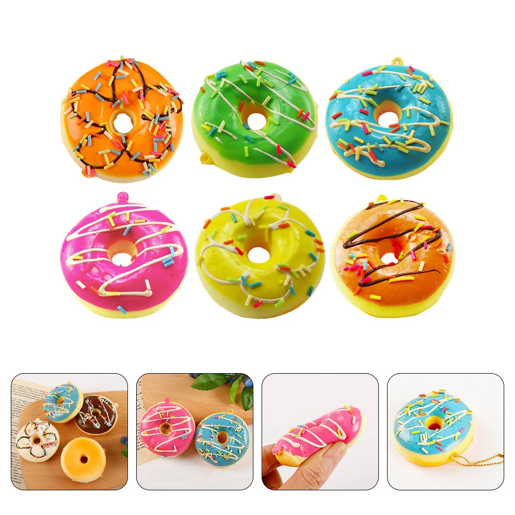 

6 Pcs Pu Donut Faux Donuts Food Toy Children’s Toys Artificial Fake Cake Doughnuts Realistic Desserts Model