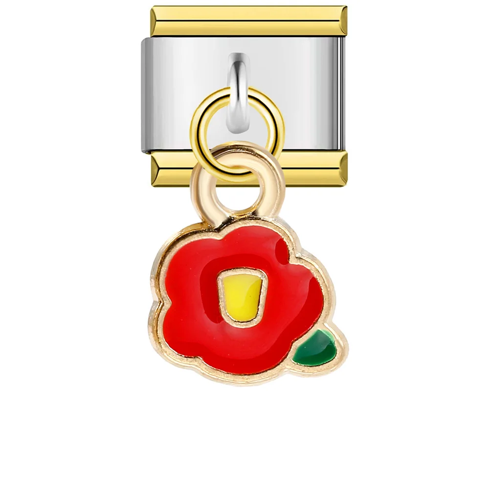 URING Eleganter Gänseblümchen-Rosen-Blume, süßer Y2k-Anhänger, italienische Charms, Links, passend für 9 mm Edelstahl-Armbänder, DIY-Schmuck, Geschenk – Detail 4