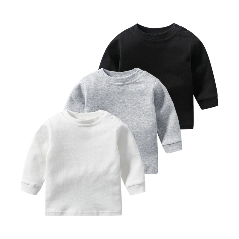 Four Seasons New Baby Long Sleeve T Shirts Infant Boy Cotton Bottoming Shirts Solid Toddler Girls/Boys Soft T Kids Tee kids t shirts
