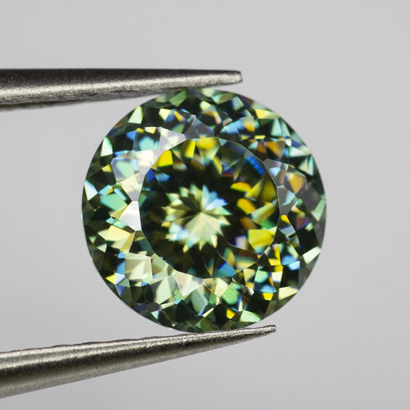 결코 페이드 라이트 그린 100 페이스 컷 모이사나이트 스톤 GRA 인증서 1.0ct 6.5mm VVS1 랩 다이아몬드 포지티브 패스 테스터
