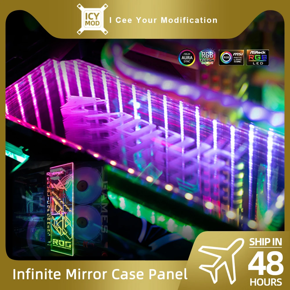 Infinito Painel Rgb Infinito 3d Case pc Placa de Iluminação Personalizado Chassis Decoração Gpu Backplate Faça Você Mesmo Gamers Transpirant Aura Mod
