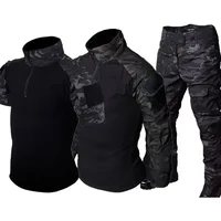 MCBK Training Sets Mens 1/4 Zipper Combat Shirts Cargo Pants Men Wear-resisting Camo Tactical Suit Multiple Pockets Quick Drying 1