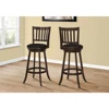 Bar Stool, Set Of 2, Swivel, Bar Height, Brown Wood, Black Leather Look, Transitional 4