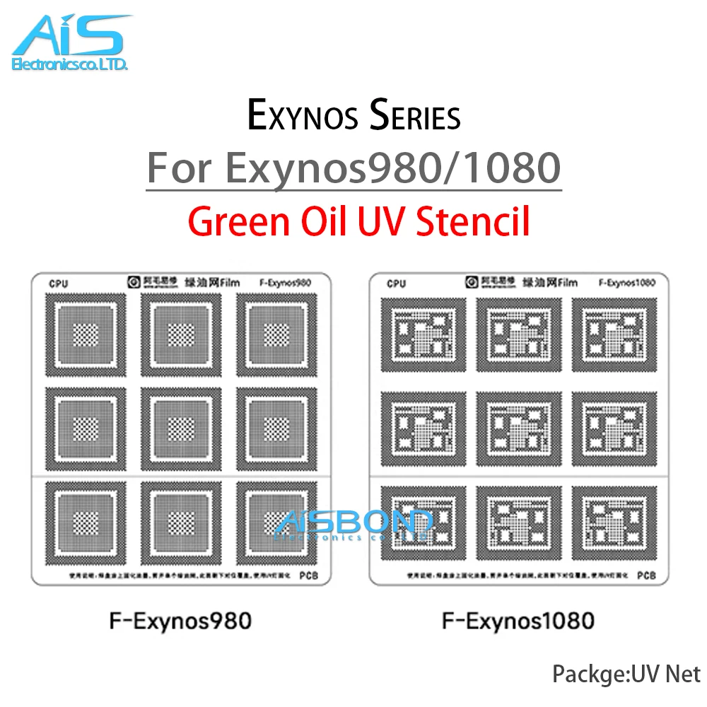 Amaoe Oil Net Uv Solder Mask Ink Kit Per Samsung Exynos980 Exynos1080 Exynos 980 1080 Mainboard Cpu Bga Ic Chip Stencil