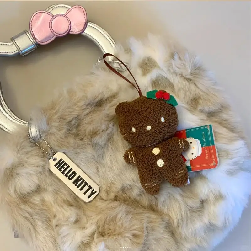 

Kawaii Hawaii Hello Kitty Keychain Gingerbread Man Doll Girl Backpack Plush Pendant Schoolbag Accessories Decoration Girl Gift