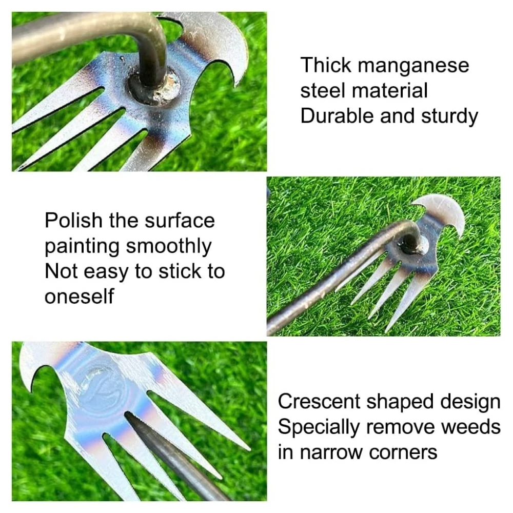 Manganese Steel Garden Weeding Loose Soil Digging Vegetable Hand Rake Gardening Hoe Root Pulling Agricultural Weed Removal Tools images - 6