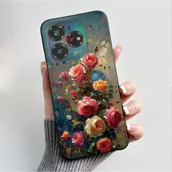 Black Soft Silicone Case with Cute Flower Cartoon Design for ZTE Nubia V60 Design (HEI - TPU326)
