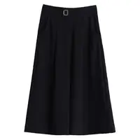 Summer New High Waist Loose Thin Wide Leg Cropped Pants Women Solid Patchwork Pocket Simple Office Lady Casual Straight Trousers - Image 6