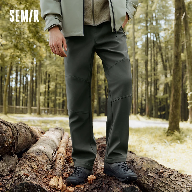 Semir Casual Pants Men Fleece Lined Three-Resistant Outdoor Long Pants 2025 Winter New Straight Leg Elastic Waist Versatile