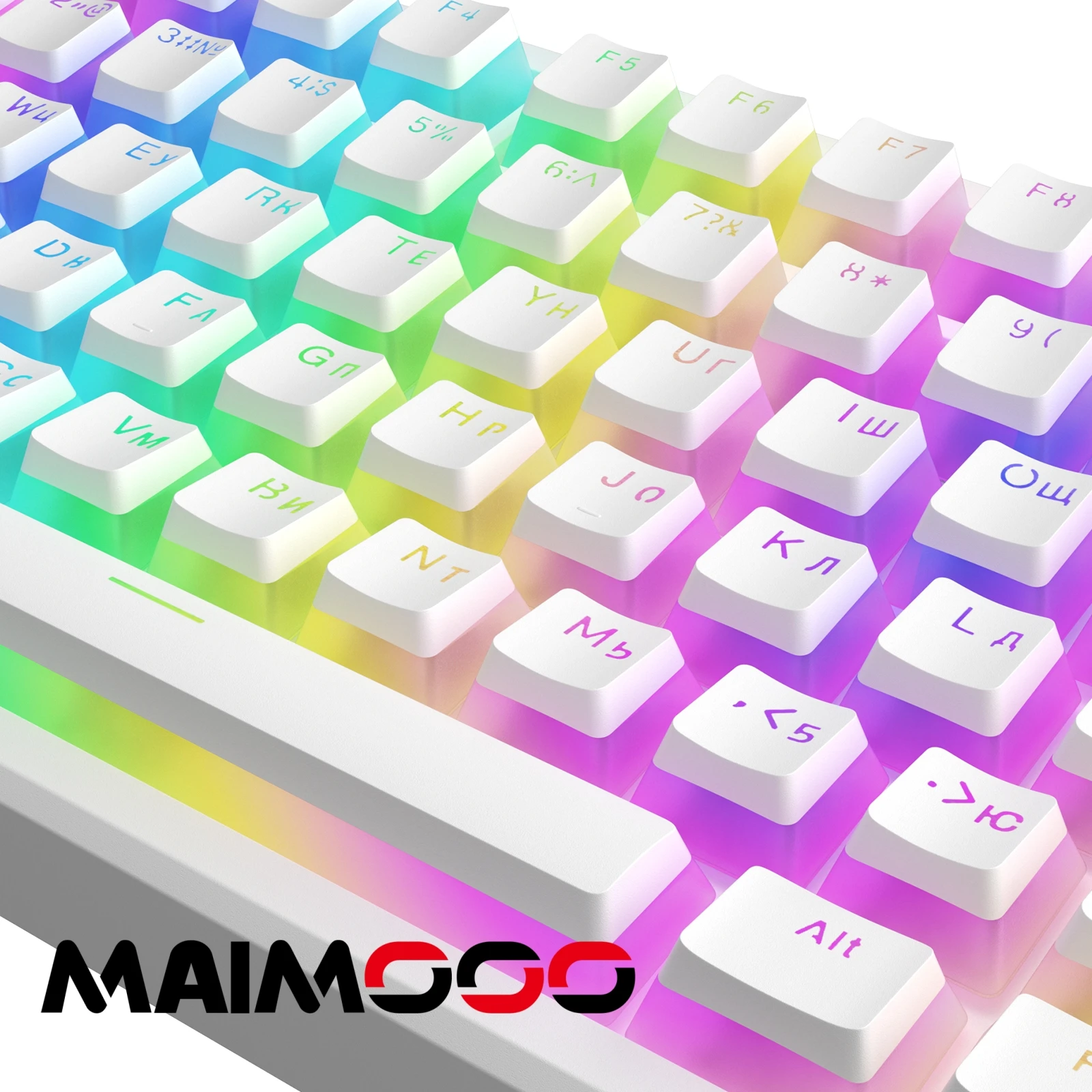 Maimooo-pudim Keycaps Teclados Mecânicos Luz Traseira Transparente Pbt Oem Russo Branco Rosa Preto 87 104 108 Iso - Imagem 5