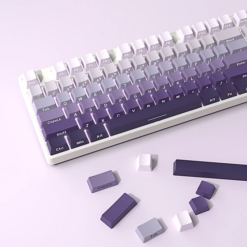 Lado Impresso Keycaps para Gateron Double Shot Pbt Keycaps Cherry mx Switches Perfil Oem Gradiente Roxo 136 Chaves - Imagem 6