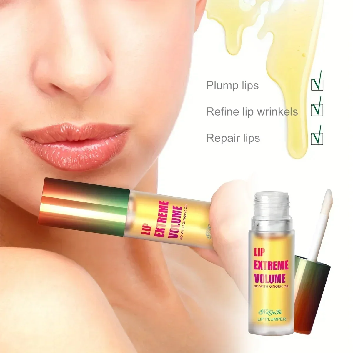 Lip Plumper Fuller Healthy Enhancer Ginger And Mint Plant Lip Gloss Oil Moisturizing Beauty Lips Sexy Lips 5