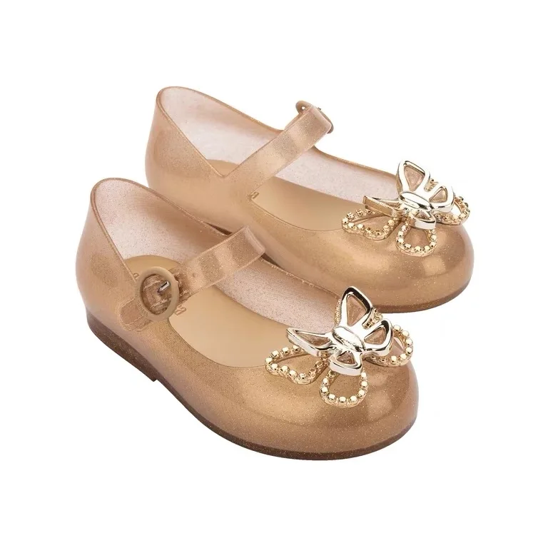 Mini Melissa Summer Sandals for Girls Bow Non-slip Soft Soled Versatile Solid Korean Children Sweet Princess Shoes Beach Sandals 6