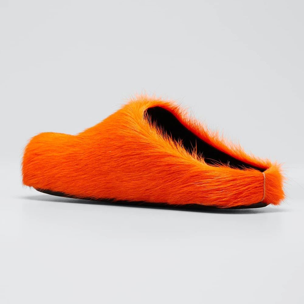 High-Quality Hot Sale Fur Slippers Thick Soled Women's Men's Fashion Casual Shoes  Round Head Horse Hair  Mueller Shoes