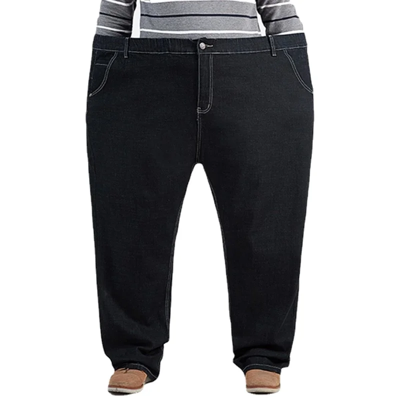High Waisted Plus Size 200KG Jeans Men Big Size Ropa Talla 56 48 52 Thick Trousers Plus Loose Black Elastic Straight Denim Pants 3