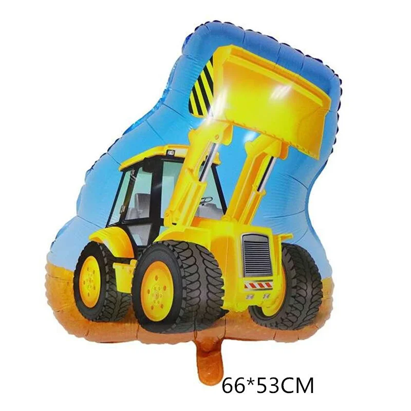1set Construction Bulldozer Series Disposable Tableware Paper Cups Plates Truck Balloons For Boy's Birthday DIY Party Decoration