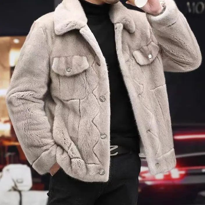 

Men's Solid Color Parka Winter Warm Coat Whole Long Sleeve Coat European and American Casual Plus-size Coat Faux Fur Jacket Z79