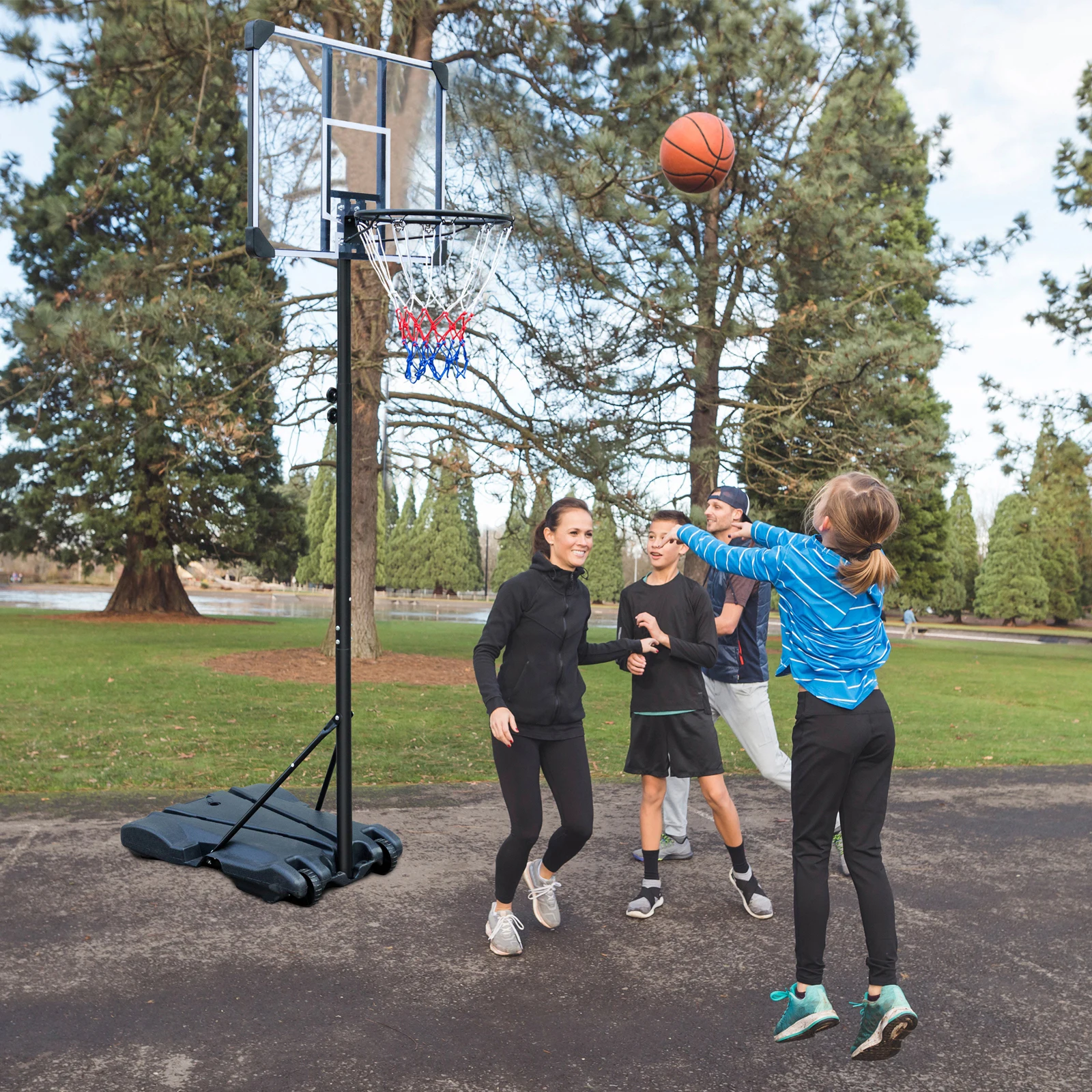 Portable Basketball Hoop Stand w/Wheels for Kid Youth Adjustable Height 5.4ft-7ft Use for Indoor Outdoor Basketball Goals Play