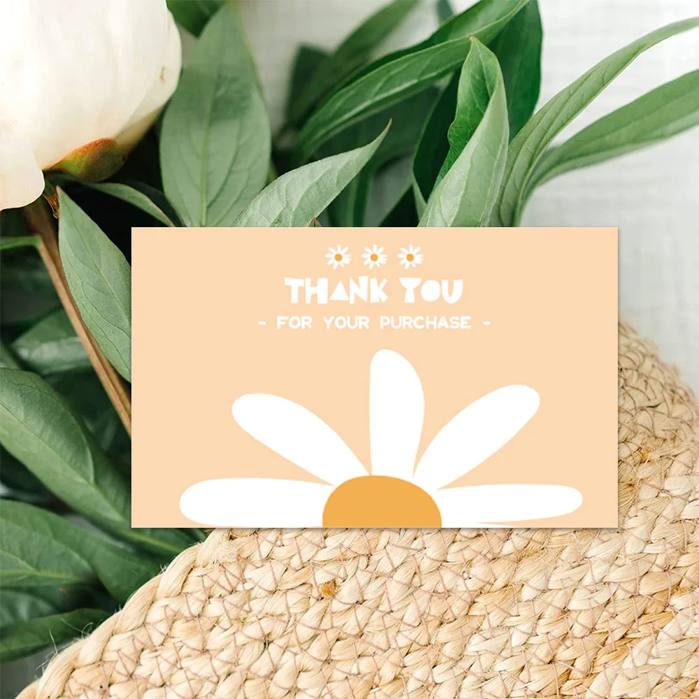 30pcs/Pack Flower Floral Thank You Cards Pink Small Business Card For Bakery Wedding Party Baby Shower Package Insert Mailer Bag