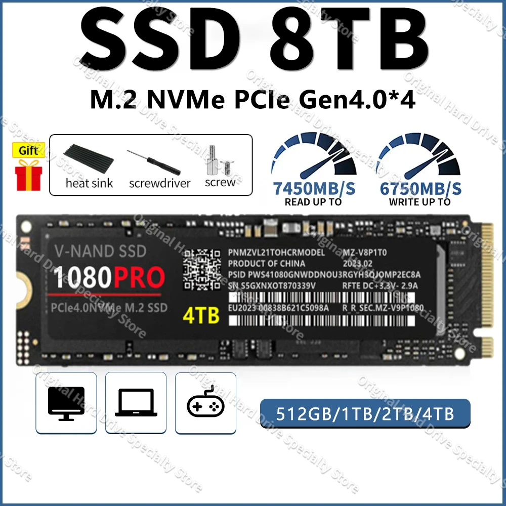 

M.2 SSD 8tb M2 1080pro NVME Internal Solid State Drive 1tb 2TB 4TB Hdd Hard Disk 990PRO NGFF M.2 For PS5 Laptop Desktop Computer