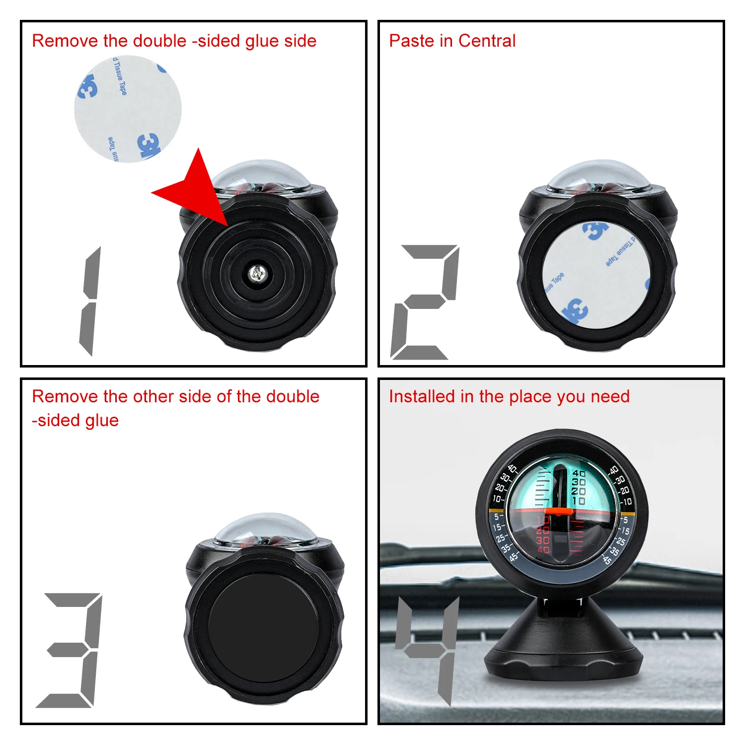 RZ Portable Angle Slope Car Vehicle Inclinometer Indicator Gradient Balancer Tool Meter Level Tilt Gauge Road Safety Instrument 3