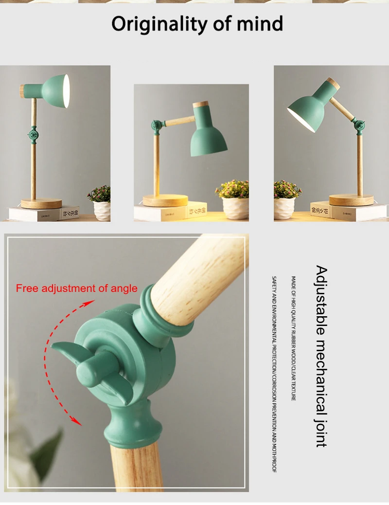 Nordic LED Desk Lamp - Wooden Iron Folding Table Lamp for Dorm & Home Office