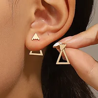 Retro Minimalist Geometric Square Detachable Triangles Stainless steel Stud Earrings for Women Fashion Jewelry Accessories Party