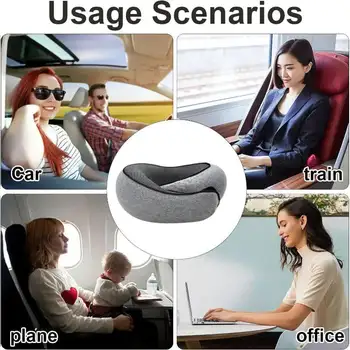 Travel Neck Pillow Memory Foam U-shaped Pillow Snail Style Travel Neck Support Portable Adjustable Soft Noon Break Sleep Pillows 6