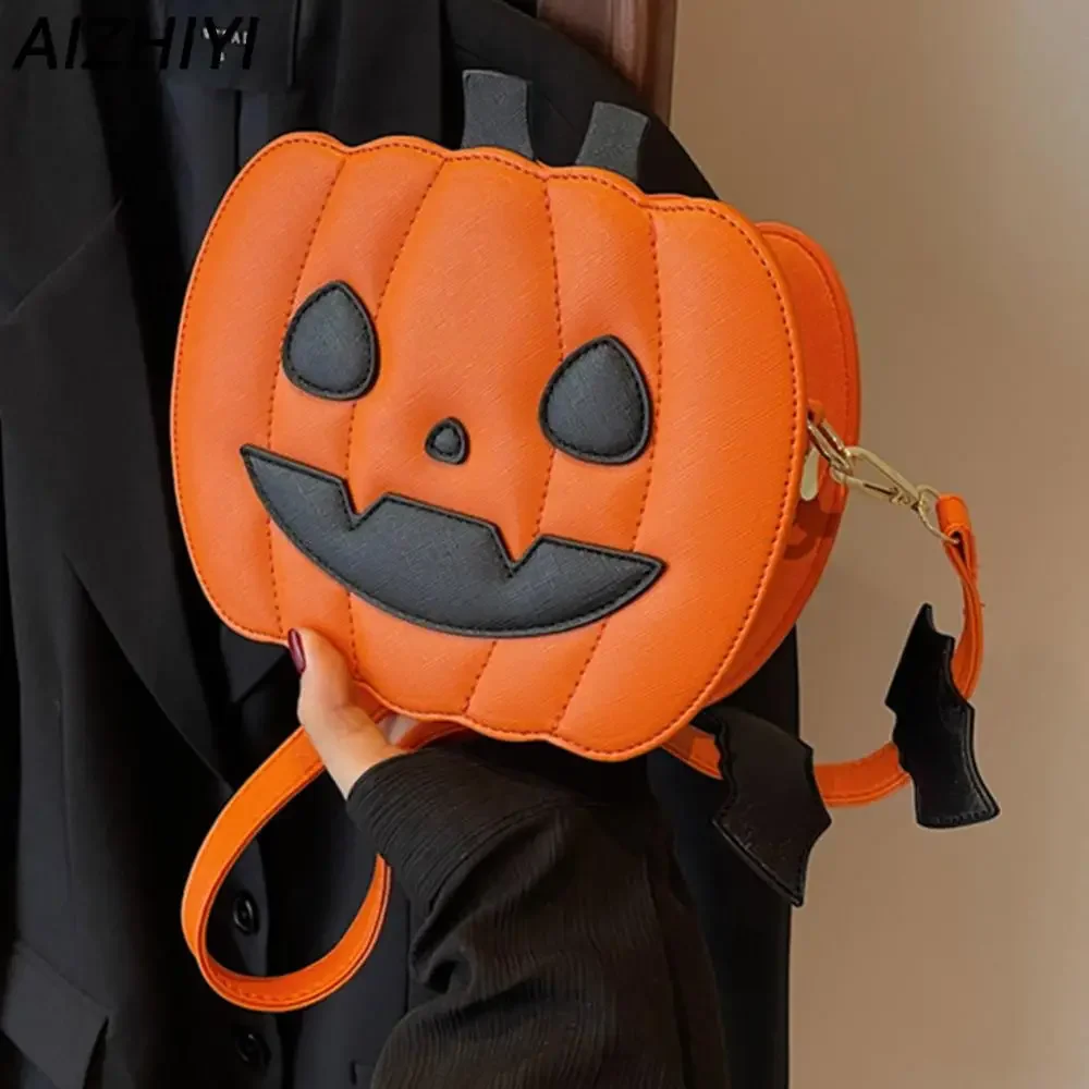 Pumpkin Crossbody Bag for Women Pumpkin Shoulder Bag Female Halloween PU Leather Demon Messenger Halloween Shopper