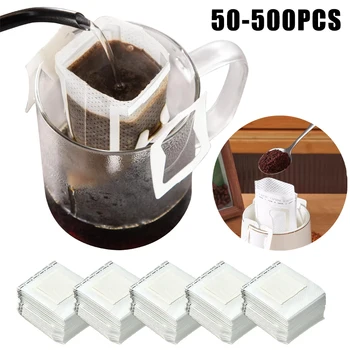 50-500PCS Fast Flow Coffee Filter Paper Bags Disposable Hanging Ear Handle Espresso Tea Brewing Accessories