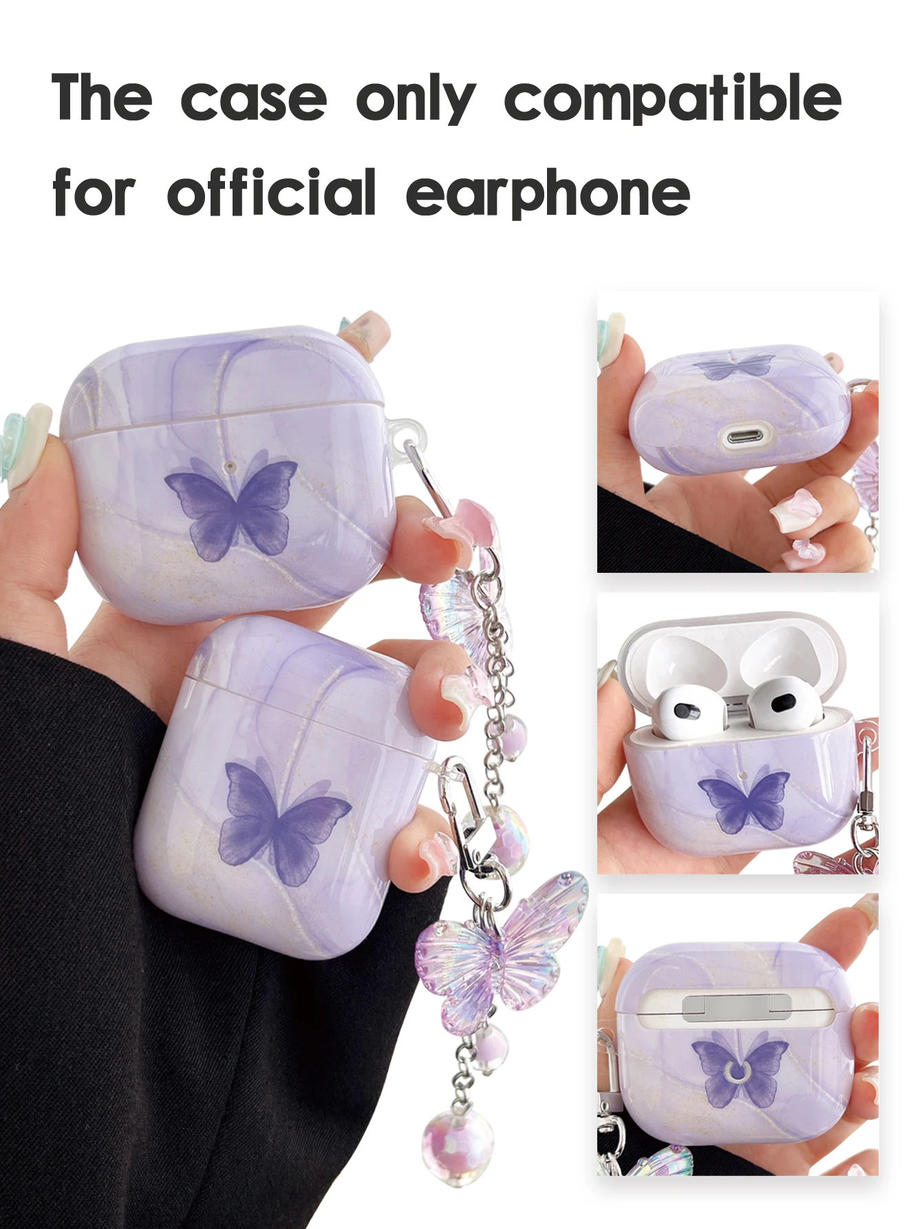 glamorous cute purple butterfly pattern case for the AirPods1/2