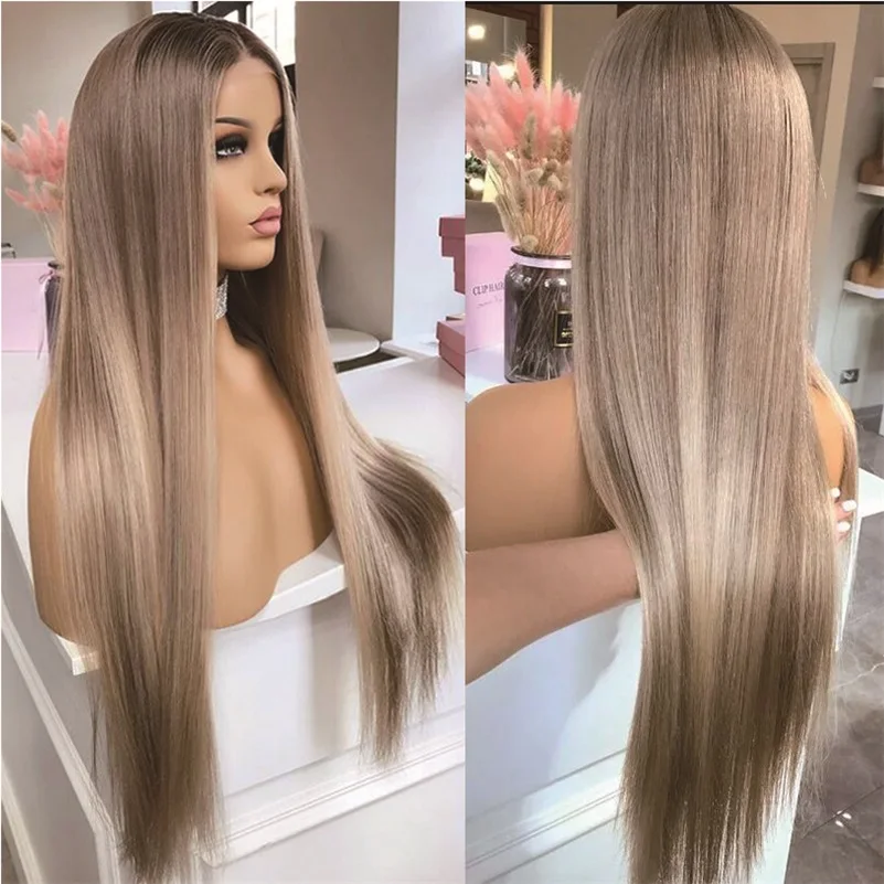 Preplucked 13x6 Hd Lace Frontal Wig Highlight Straight Full Lace Wigs Dark  Roots Ombre Brown Blonde Human Hair Wigs Remy Hair - Lace Wigs - AliExpress