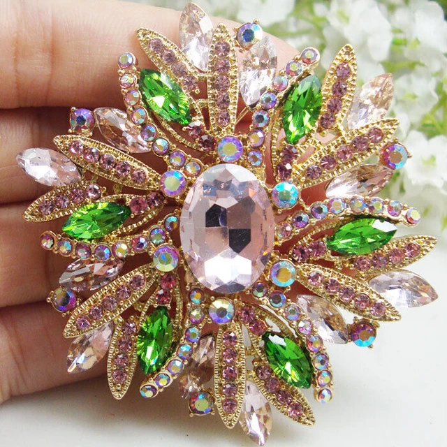 Broche de flor ovalada encantador para mujer, alfiler de diamantes de  imitación, ramillete de cristal, regalos, 2,6 - AliExpress
