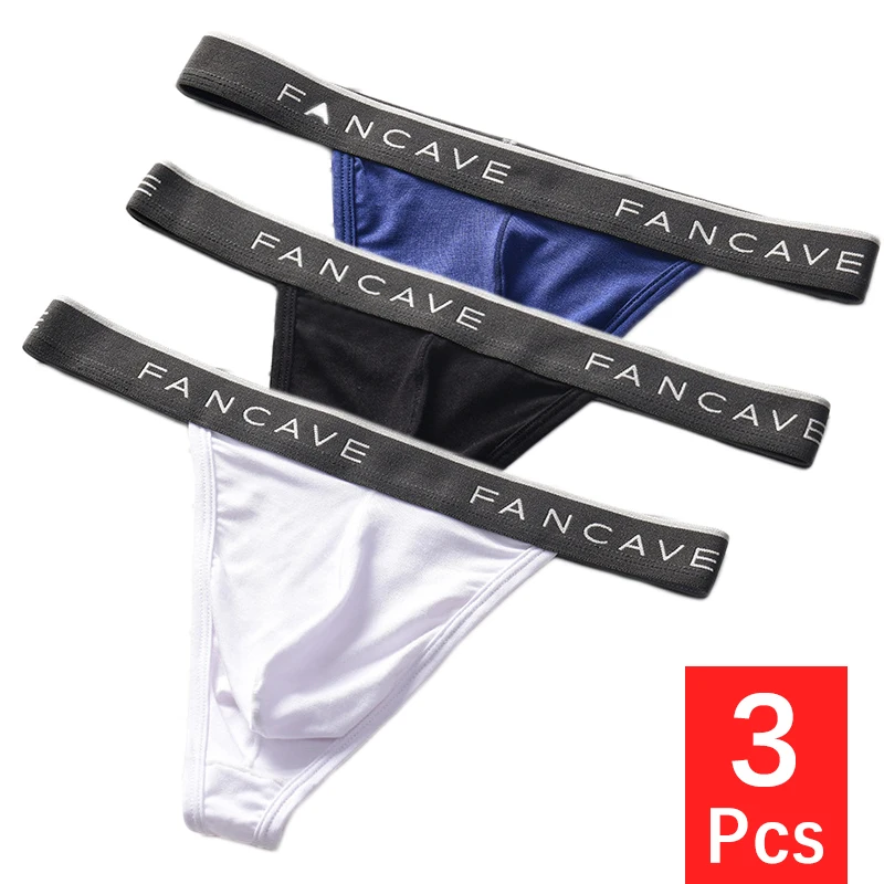 3PCS/set Men's Panties Underwear Comfortable T-Back Briefs Breathable Thongs U Convex Pouch Sexy Mid Waist Male G-String Thong 3pcs cotton maternity panties high waist adjustable pregnancy briefs underwear for pregnant women plus size maternity clothes