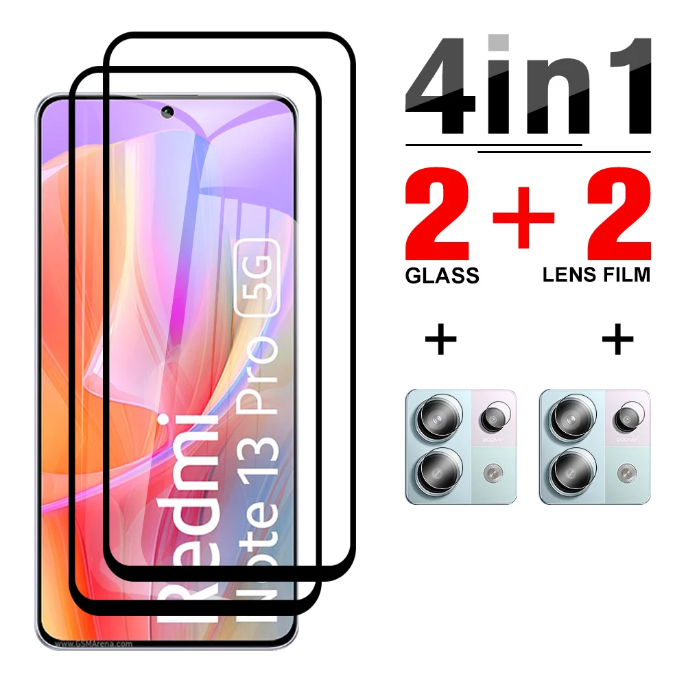

4 в 1 закаленное стекло с черными краями для Xiaomi Redmi Note 13 Pro