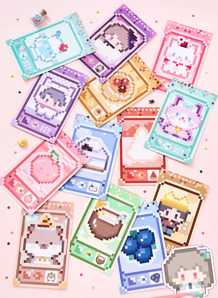 36 Sheets Pixel Bead Sticker Book, Gaming Console Theme DIY Art Craft for Scrapbooking, Guitar, Phone Case, Notebook Decoration