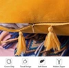 Velvet Soft Solid Decorative Throw Pillow Cover with Tassels Boho Accent Luxury Gift Cushion Case for Couch Bedroom Car Yellow 3