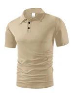 Polo d'été à manches courtes pour hommes, couleur unie, t-shirts à boutons, léger, revers, Streetwear, respirant, basique 4