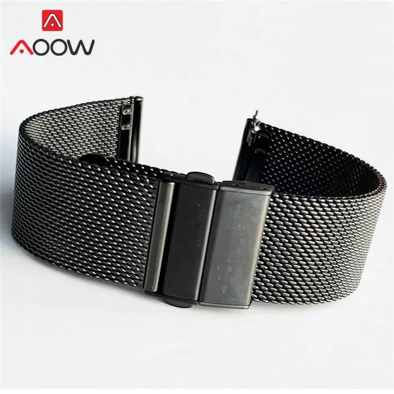 Sleek Stainless Steel Mesh Milanese Loop Watchband with Folding Buckle