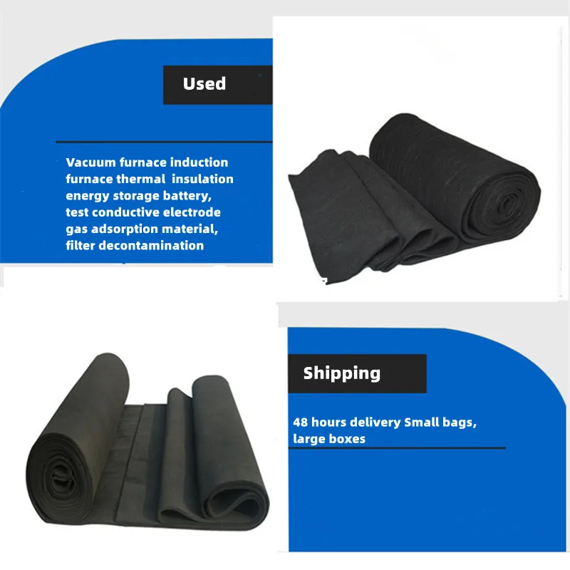 Soft Graphite Carbon Felt High Temperature Carbon Fiber Contamination Adsorption Cleaning 1Pcs carbon fiber felt