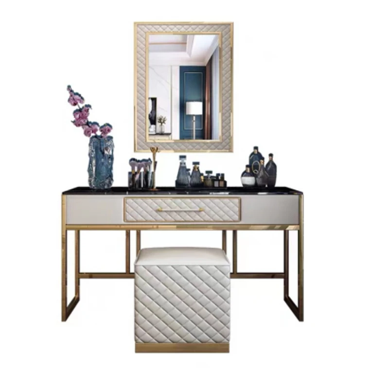 

Modern Dressing table European Vanity Dresser Drawer Bedroom Furniture With Mirror Cabinet Drawers And Stool