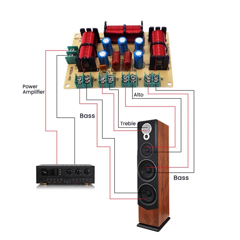 4 Way Speaker Bass Frequency Divider Home Theater Hifi Stereo Circuit Stereo Audio Crossover Filters 2PCS, speaker repair parts