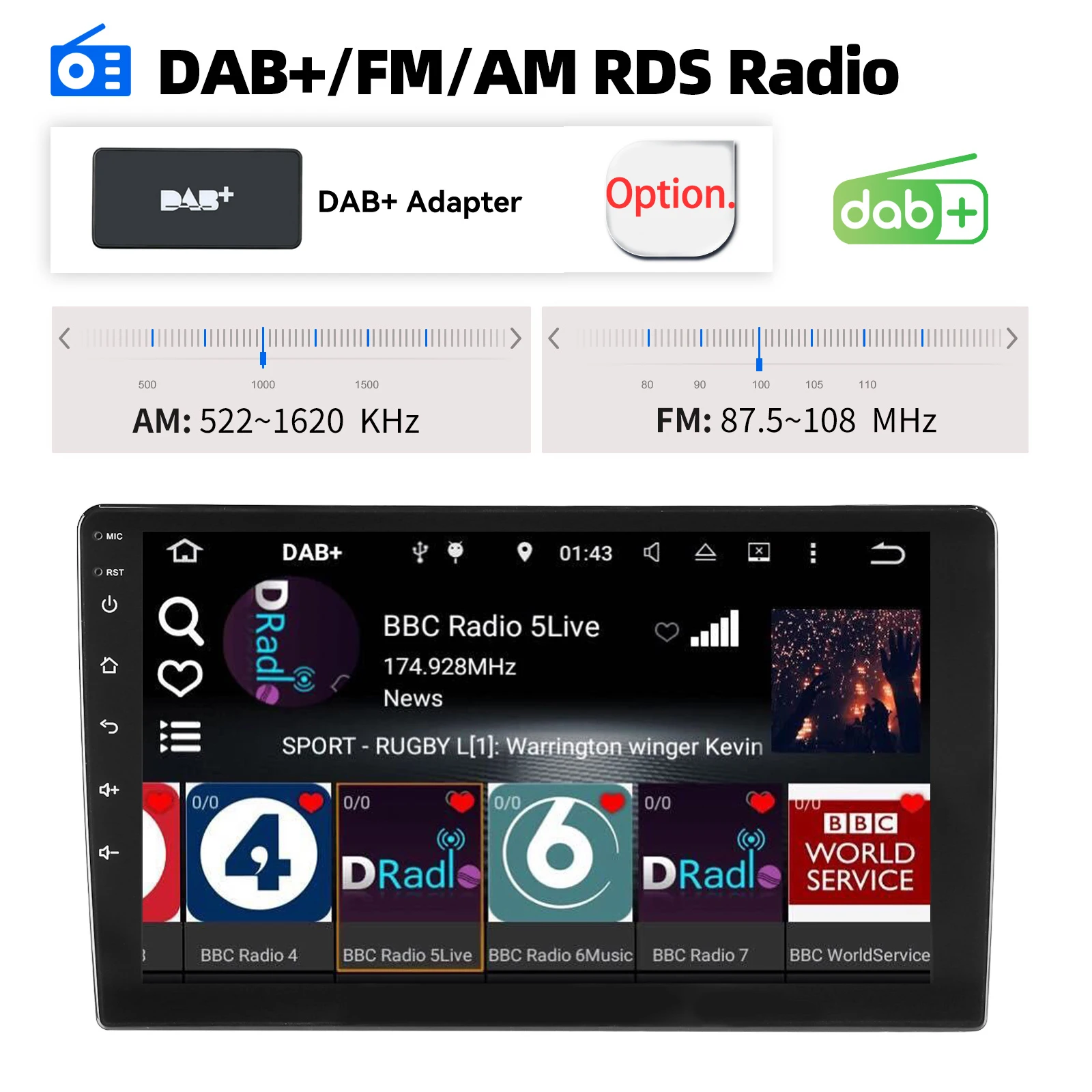 Universal Autoradio ESSGOO 7"/9"/10" 2 DIN Android15 6+128 GB Touchscreen Wireless CarPlay Android Auto GPS Navigation Bluetooth AM FM RDS WiFi QLED 4G LTE Lenkradsteuerung Mirror Link – Detail 17