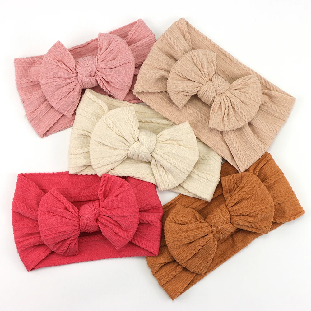 

48 Colors Knit Baby Headband Bow Nylon Headbands For Baby Girl Elastic Children Turban Kids Headwrap Infant Hair Accessories
