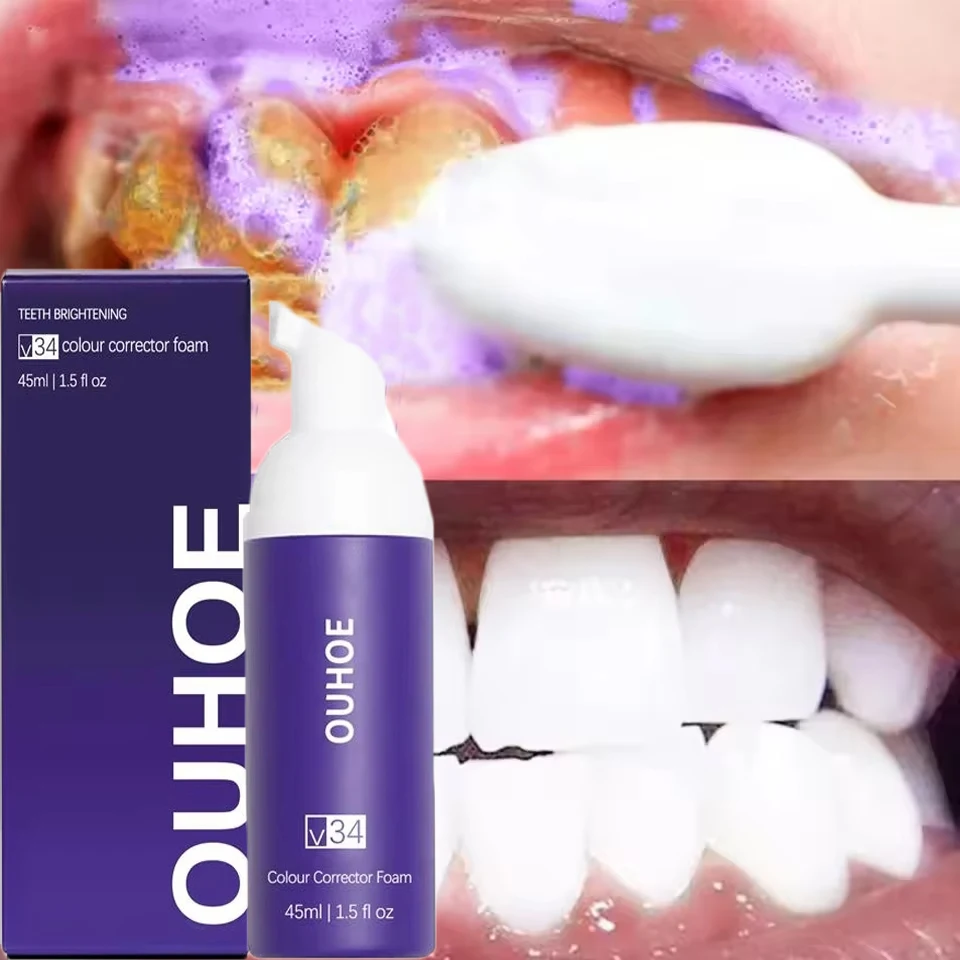 V34 Teeth Whitening Mousse Toothpaste Remove Plaque Stains Cleaning Oral Hygiene Bleaching Dental Tools Fresh Breath Tooth Care teeth whitening product teeth whitening essence teeth health product