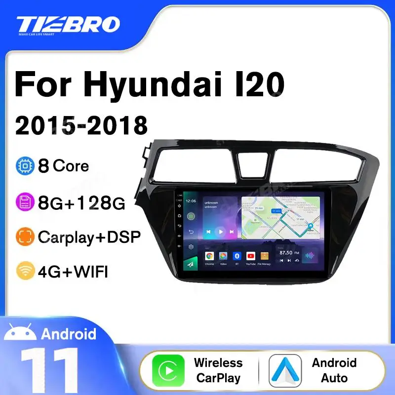 

TIEBRO 8G+128G Car Radio For Hyundai I20 LHD 2015-2018 2Din Android10.0 Car Stereo GPS Navigation Stereo Receiver DSP Auto Radio
